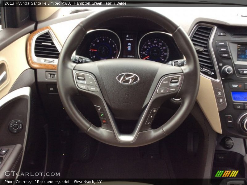 Hampton Green Pearl / Beige 2013 Hyundai Santa Fe Limited AWD
