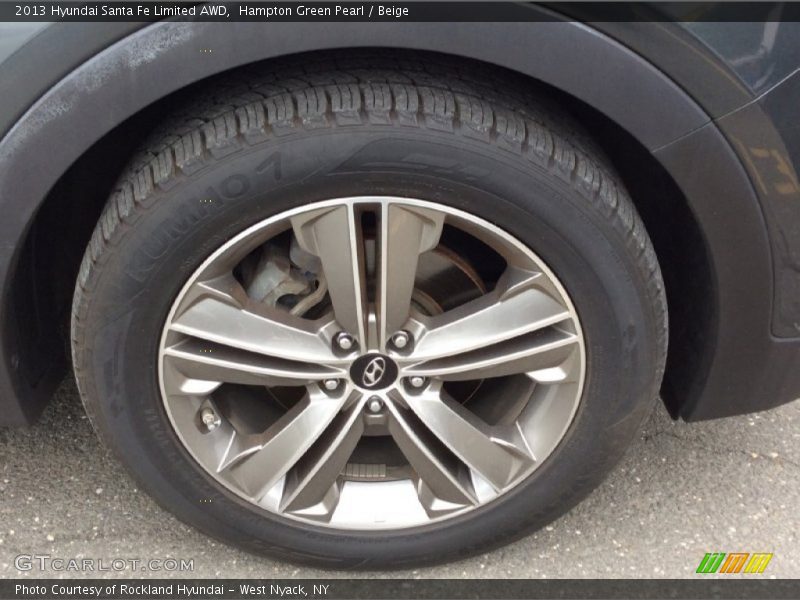 Hampton Green Pearl / Beige 2013 Hyundai Santa Fe Limited AWD