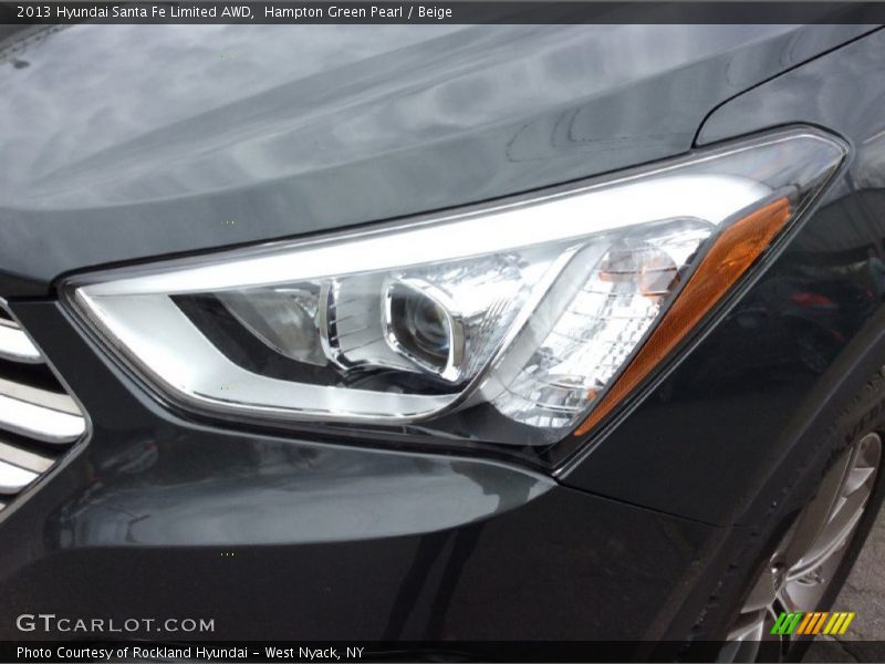 Hampton Green Pearl / Beige 2013 Hyundai Santa Fe Limited AWD