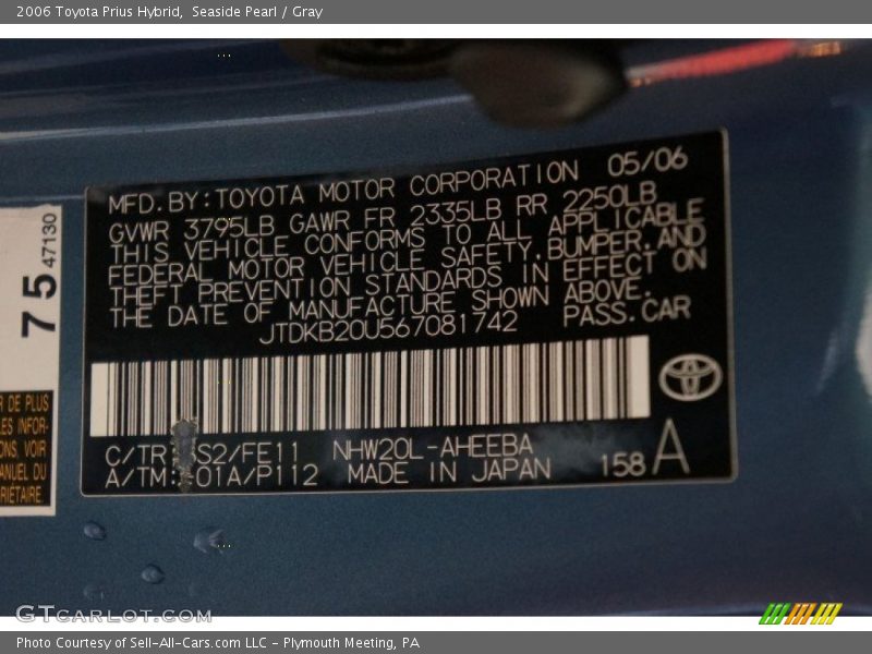 Seaside Pearl / Gray 2006 Toyota Prius Hybrid