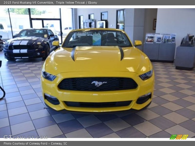 Triple Yellow Tricoat / Ebony 2015 Ford Mustang V6 Convertible