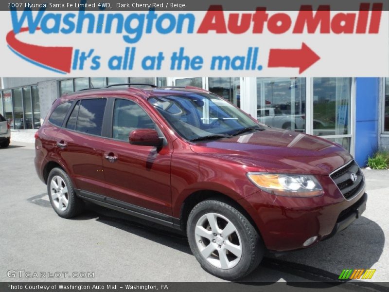 Dark Cherry Red / Beige 2007 Hyundai Santa Fe Limited 4WD