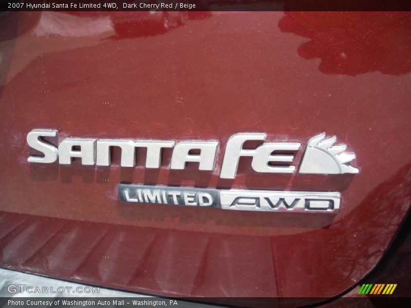 Dark Cherry Red / Beige 2007 Hyundai Santa Fe Limited 4WD