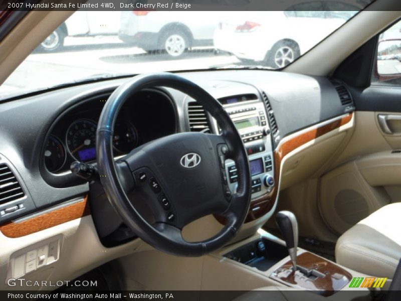 Dark Cherry Red / Beige 2007 Hyundai Santa Fe Limited 4WD