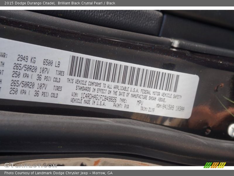 Brilliant Black Crystal Pearl / Black 2015 Dodge Durango Citadel