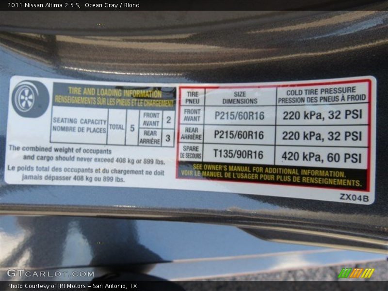 Ocean Gray / Blond 2011 Nissan Altima 2.5 S