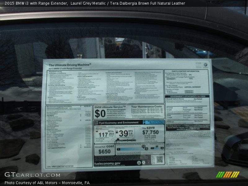 Laurel Grey Metallic / Tera Dalbergia Brown Full Natural Leather 2015 BMW i3 with Range Extender