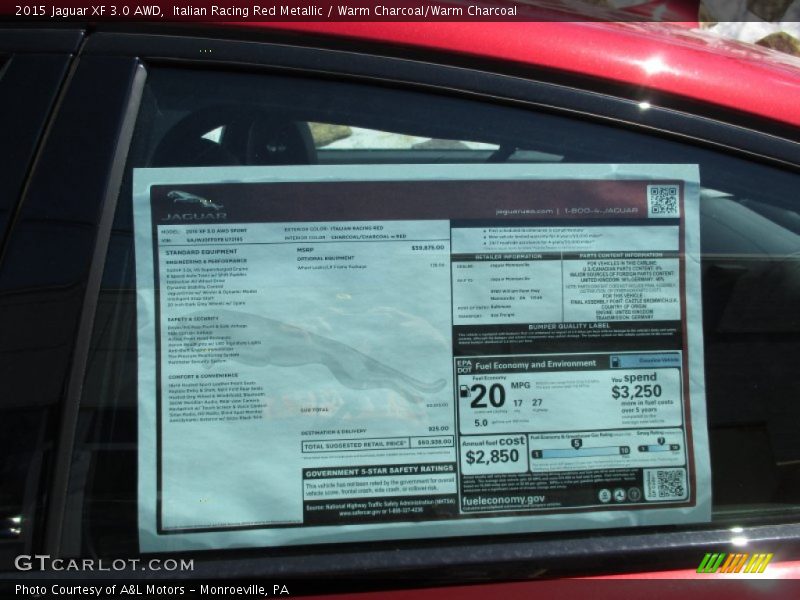 Italian Racing Red Metallic / Warm Charcoal/Warm Charcoal 2015 Jaguar XF 3.0 AWD
