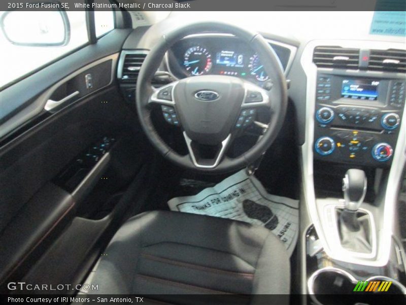 White Platinum Metallic / Charcoal Black 2015 Ford Fusion SE