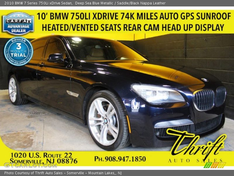 Deep Sea Blue Metallic / Saddle/Black Nappa Leather 2010 BMW 7 Series 750Li xDrive Sedan