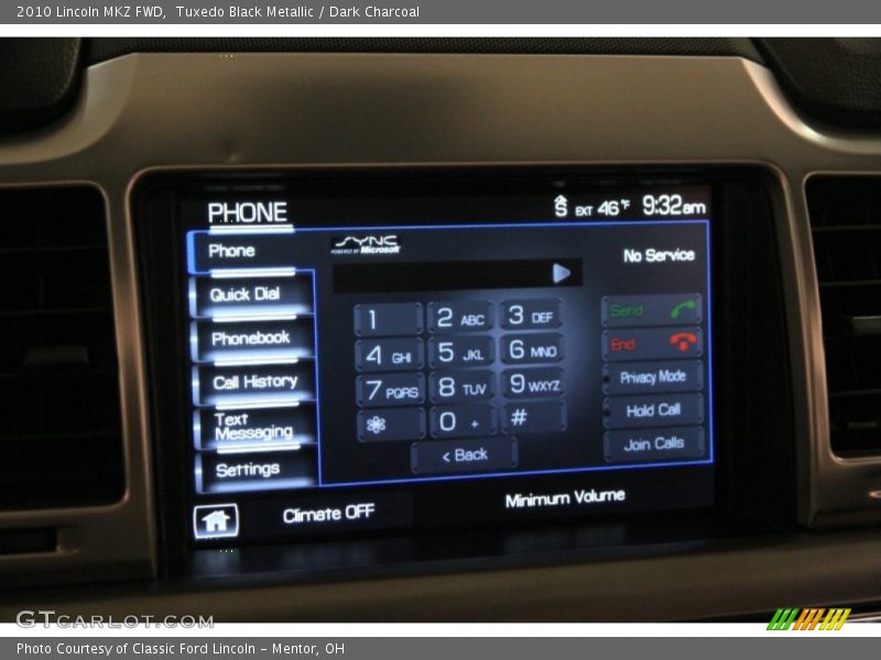 Tuxedo Black Metallic / Dark Charcoal 2010 Lincoln MKZ FWD