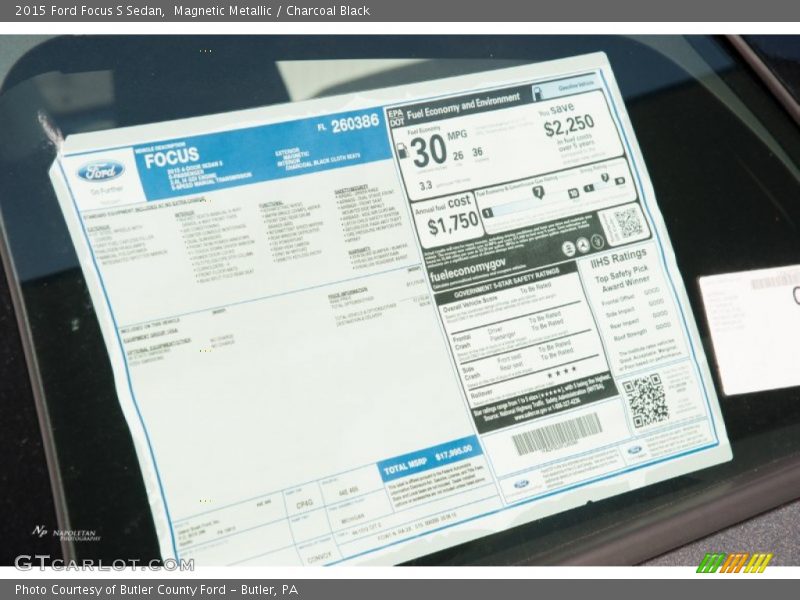 Magnetic Metallic / Charcoal Black 2015 Ford Focus S Sedan