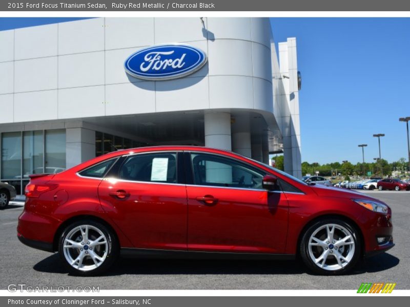 Ruby Red Metallic / Charcoal Black 2015 Ford Focus Titanium Sedan