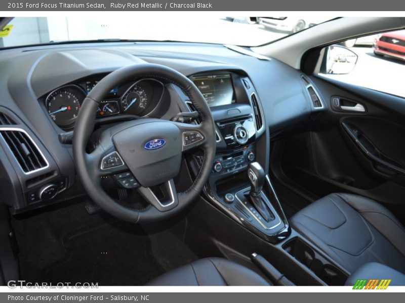 Ruby Red Metallic / Charcoal Black 2015 Ford Focus Titanium Sedan