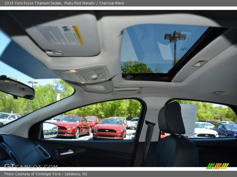 Ruby Red Metallic / Charcoal Black 2015 Ford Focus Titanium Sedan