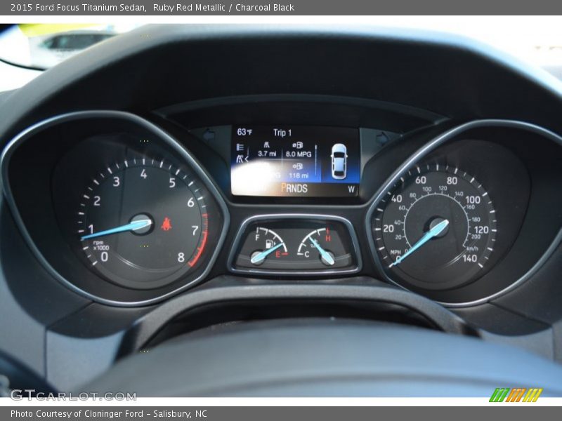 Ruby Red Metallic / Charcoal Black 2015 Ford Focus Titanium Sedan