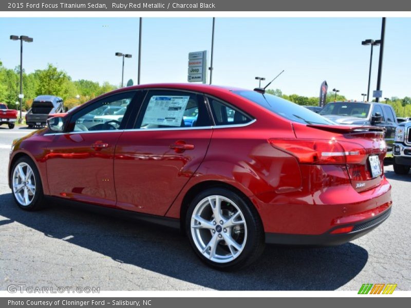 Ruby Red Metallic / Charcoal Black 2015 Ford Focus Titanium Sedan