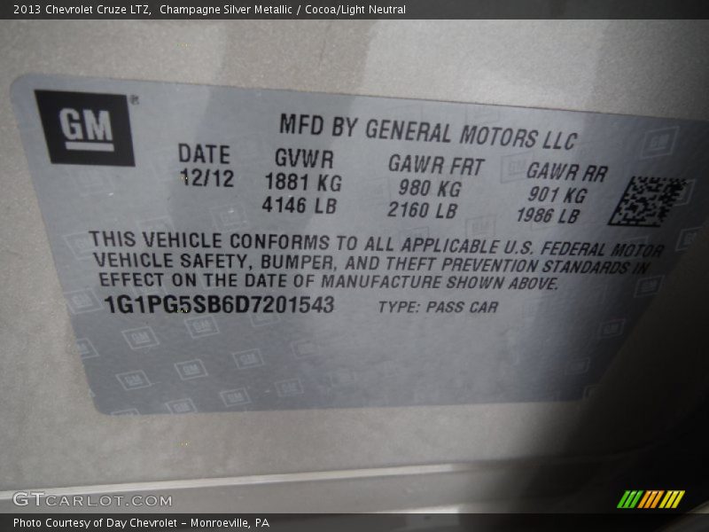Champagne Silver Metallic / Cocoa/Light Neutral 2013 Chevrolet Cruze LTZ