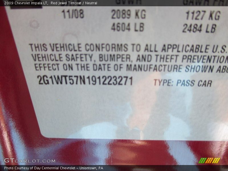 Red Jewel Tintcoat / Neutral 2009 Chevrolet Impala LT