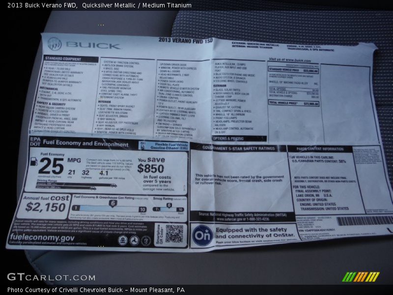 Quicksilver Metallic / Medium Titanium 2013 Buick Verano FWD