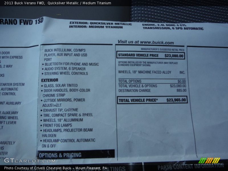 Quicksilver Metallic / Medium Titanium 2013 Buick Verano FWD