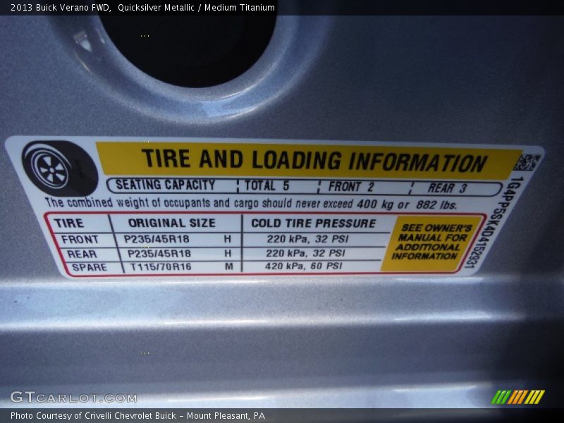 Quicksilver Metallic / Medium Titanium 2013 Buick Verano FWD