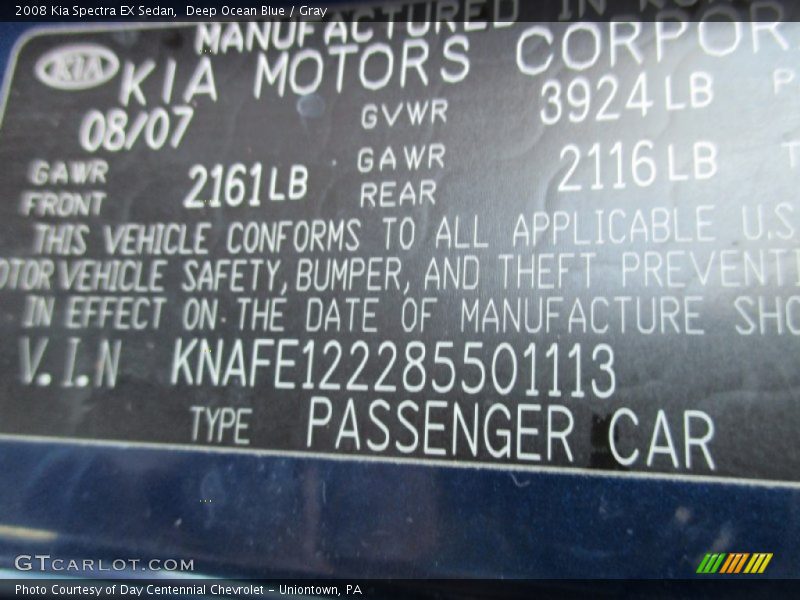 Deep Ocean Blue / Gray 2008 Kia Spectra EX Sedan