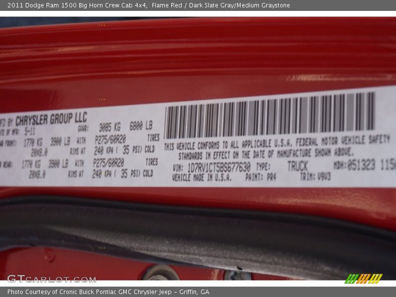 Flame Red / Dark Slate Gray/Medium Graystone 2011 Dodge Ram 1500 Big Horn Crew Cab 4x4