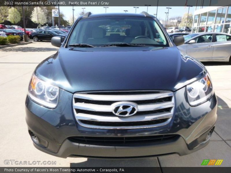 Pacific Blue Pearl / Gray 2012 Hyundai Santa Fe GLS V6 AWD