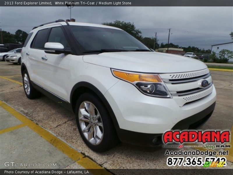 White Platinum Tri-Coat / Medium Light Stone 2013 Ford Explorer Limited
