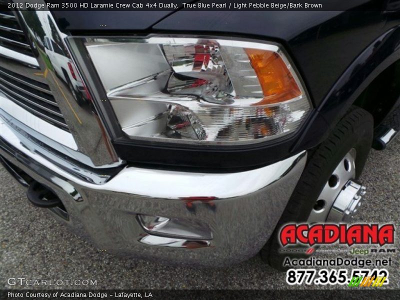 True Blue Pearl / Light Pebble Beige/Bark Brown 2012 Dodge Ram 3500 HD Laramie Crew Cab 4x4 Dually