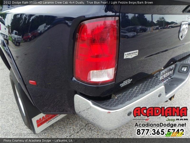 True Blue Pearl / Light Pebble Beige/Bark Brown 2012 Dodge Ram 3500 HD Laramie Crew Cab 4x4 Dually
