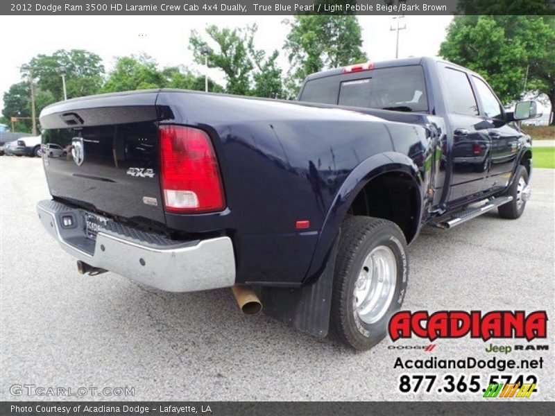 True Blue Pearl / Light Pebble Beige/Bark Brown 2012 Dodge Ram 3500 HD Laramie Crew Cab 4x4 Dually