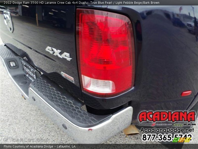 True Blue Pearl / Light Pebble Beige/Bark Brown 2012 Dodge Ram 3500 HD Laramie Crew Cab 4x4 Dually