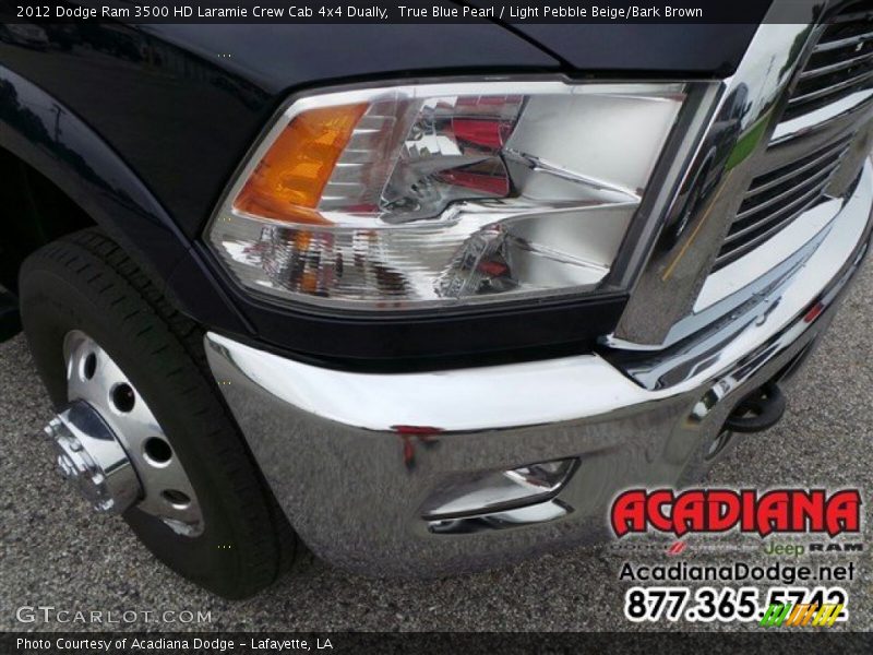 True Blue Pearl / Light Pebble Beige/Bark Brown 2012 Dodge Ram 3500 HD Laramie Crew Cab 4x4 Dually