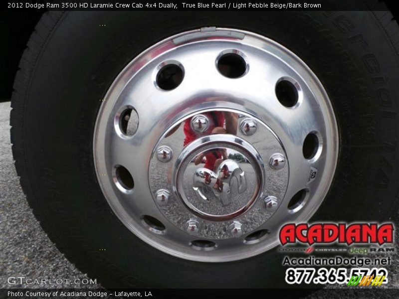 True Blue Pearl / Light Pebble Beige/Bark Brown 2012 Dodge Ram 3500 HD Laramie Crew Cab 4x4 Dually