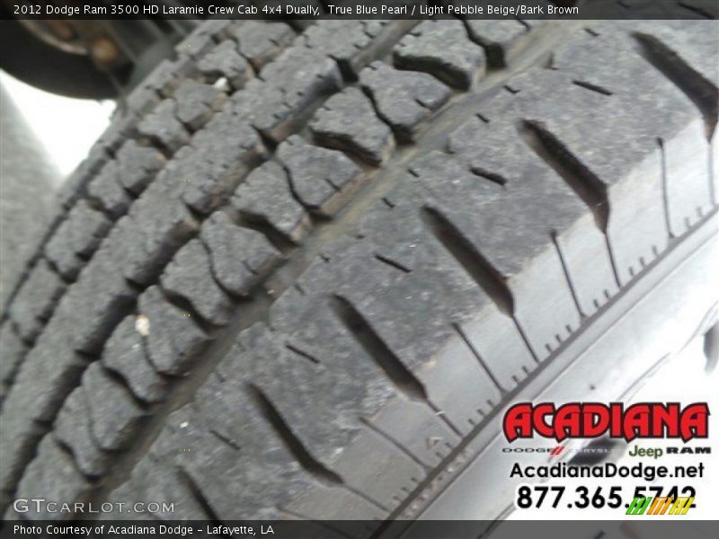 True Blue Pearl / Light Pebble Beige/Bark Brown 2012 Dodge Ram 3500 HD Laramie Crew Cab 4x4 Dually