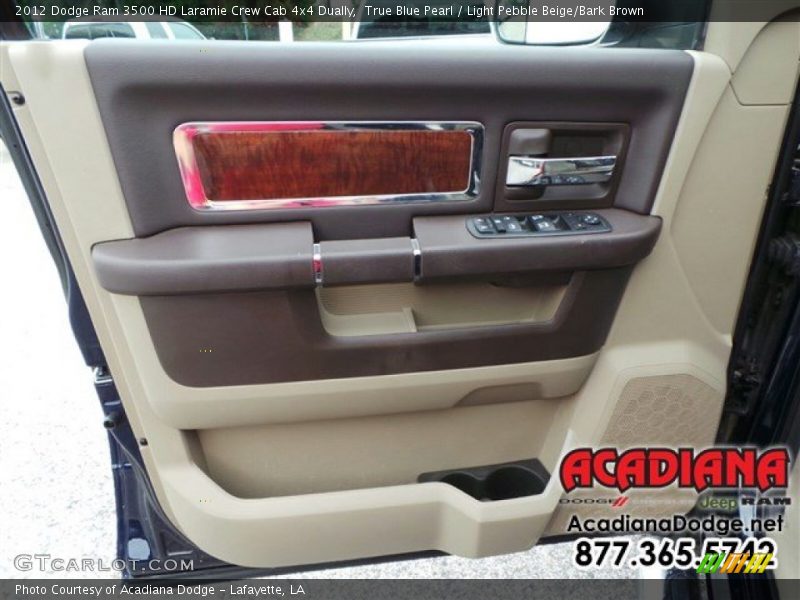 True Blue Pearl / Light Pebble Beige/Bark Brown 2012 Dodge Ram 3500 HD Laramie Crew Cab 4x4 Dually