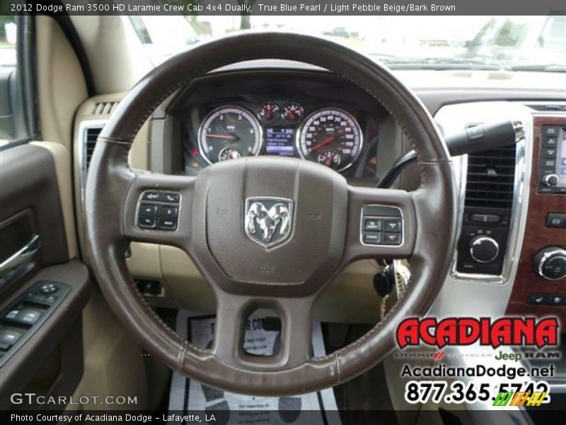 True Blue Pearl / Light Pebble Beige/Bark Brown 2012 Dodge Ram 3500 HD Laramie Crew Cab 4x4 Dually