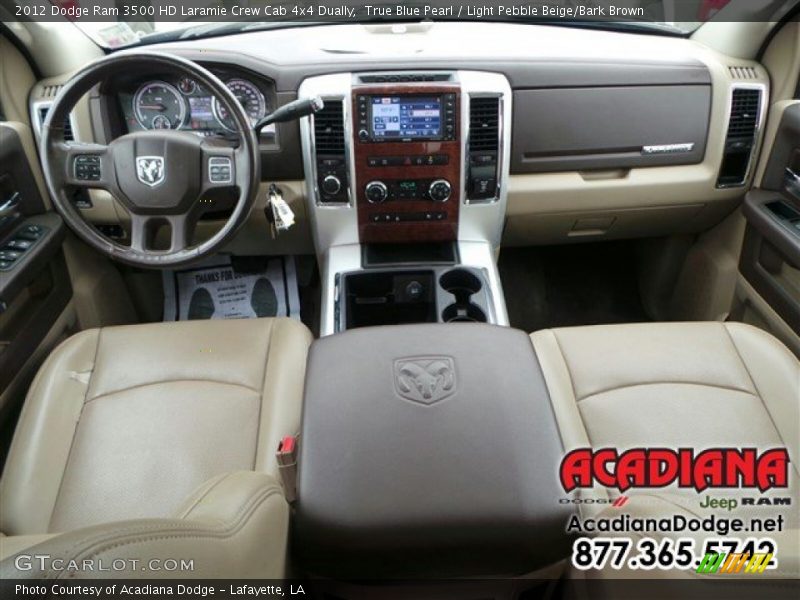 True Blue Pearl / Light Pebble Beige/Bark Brown 2012 Dodge Ram 3500 HD Laramie Crew Cab 4x4 Dually