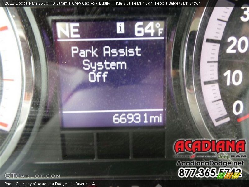 True Blue Pearl / Light Pebble Beige/Bark Brown 2012 Dodge Ram 3500 HD Laramie Crew Cab 4x4 Dually