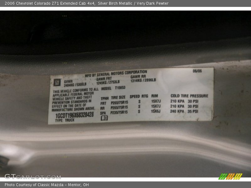 Silver Birch Metallic / Very Dark Pewter 2006 Chevrolet Colorado Z71 Extended Cab 4x4
