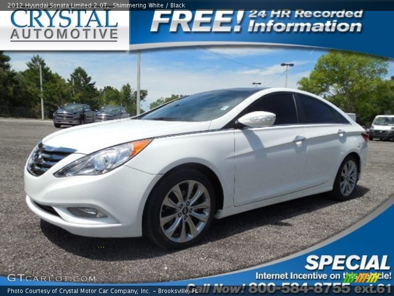 Shimmering White / Black 2012 Hyundai Sonata Limited 2.0T