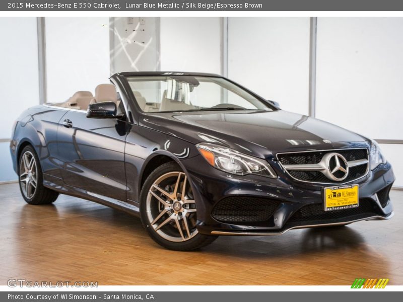 Lunar Blue Metallic / Silk Beige/Espresso Brown 2015 Mercedes-Benz E 550 Cabriolet