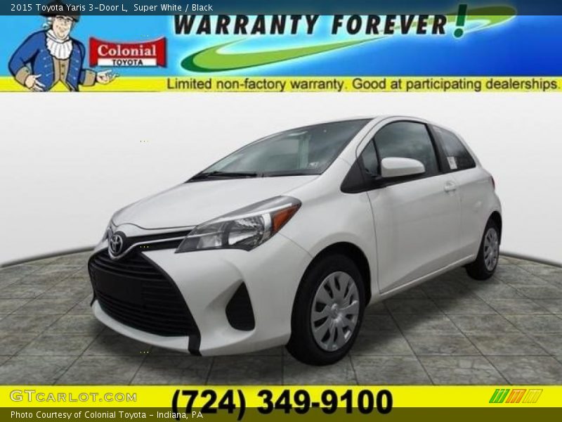 Super White / Black 2015 Toyota Yaris 3-Door L