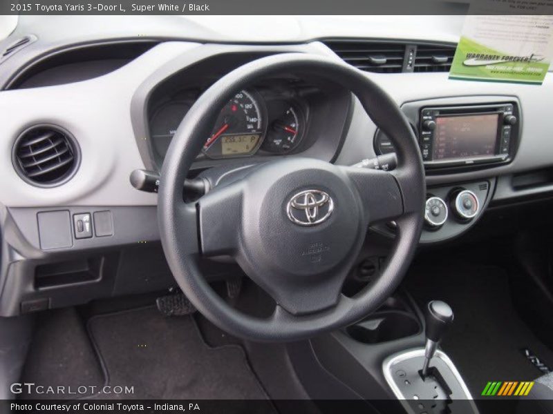 Super White / Black 2015 Toyota Yaris 3-Door L