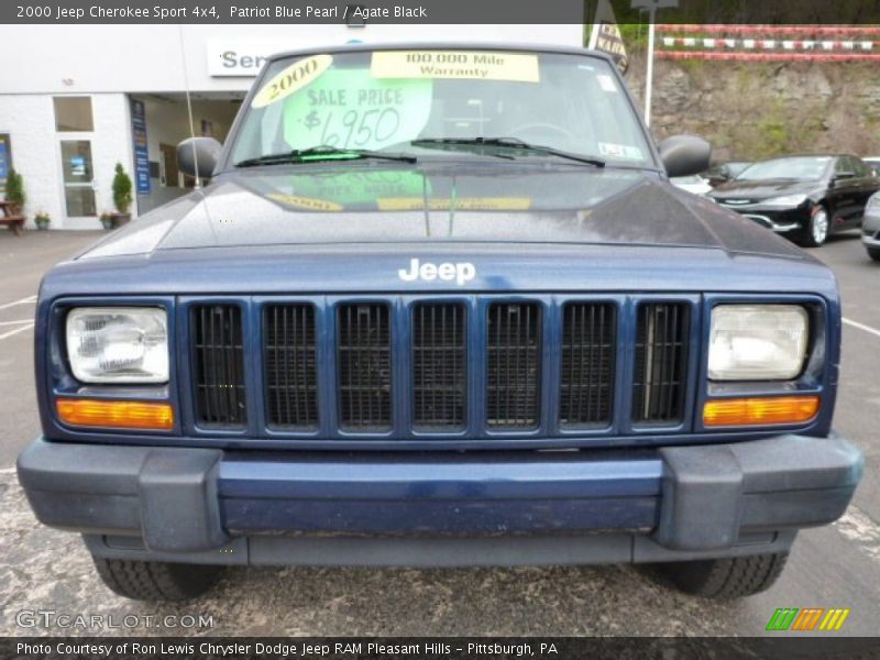 Patriot Blue Pearl / Agate Black 2000 Jeep Cherokee Sport 4x4