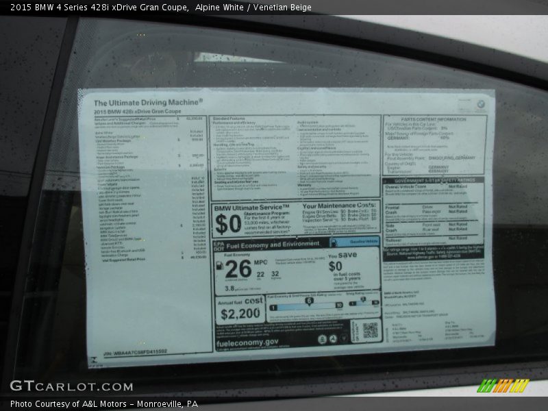  2015 4 Series 428i xDrive Gran Coupe Window Sticker