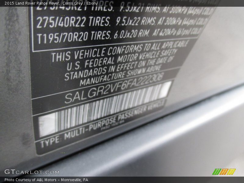 Corris Grey / Ebony 2015 Land Rover Range Rover