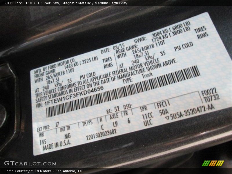 Magnetic Metallic / Medium Earth Gray 2015 Ford F150 XLT SuperCrew